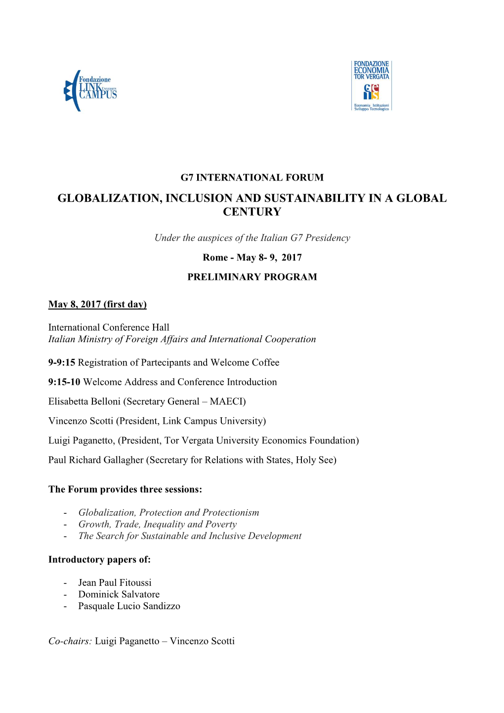 Globalization, Inclusion and Sustainability in a Global Century