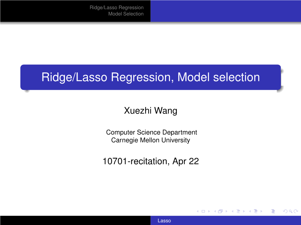 Ridge/Lasso Regression, Model Selection