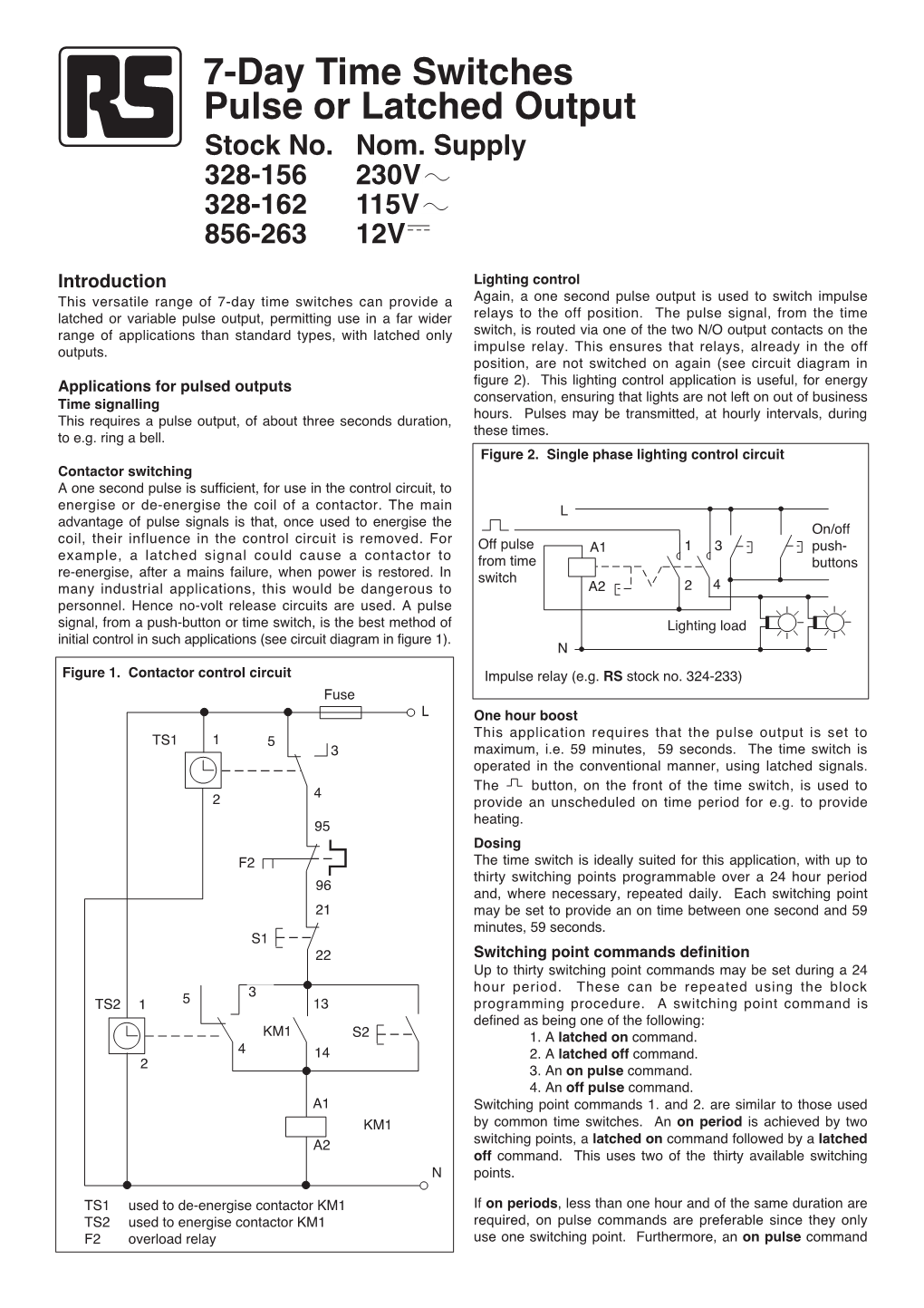 7-Day Time Switches Pulse Or Latched Output Stock No