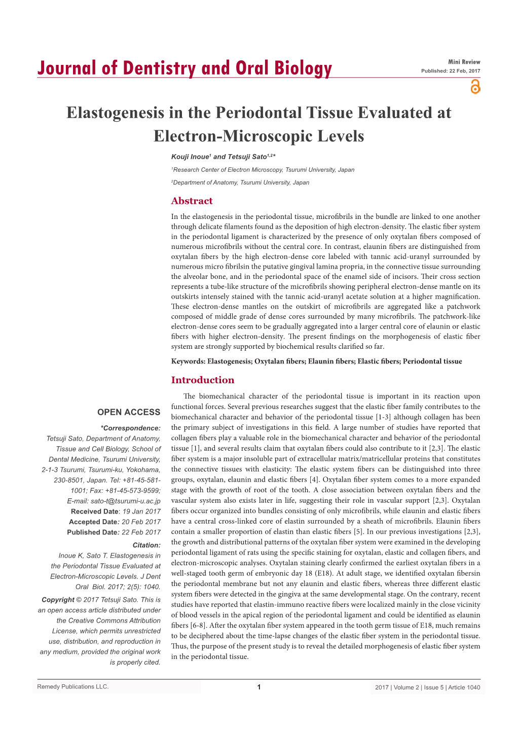 Elastogenesis in the Periodontal Tissue Evaluated at Electron-Microscopic Levels