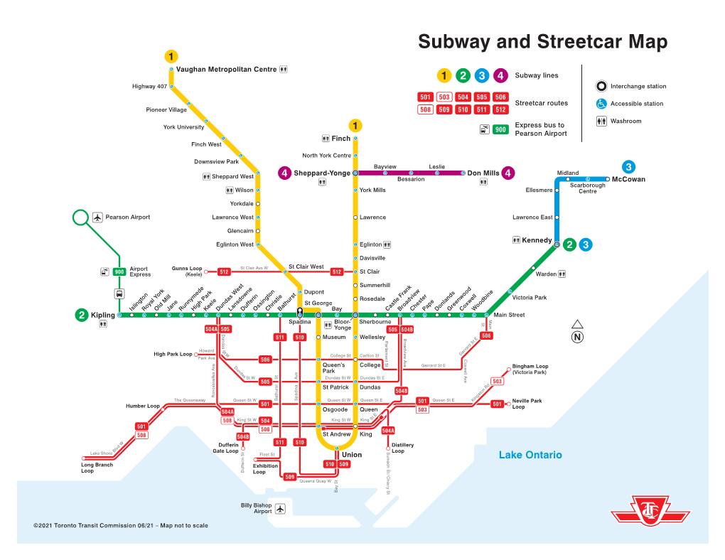 TTC Subway and Streetcar Map (Printable) – June 2021