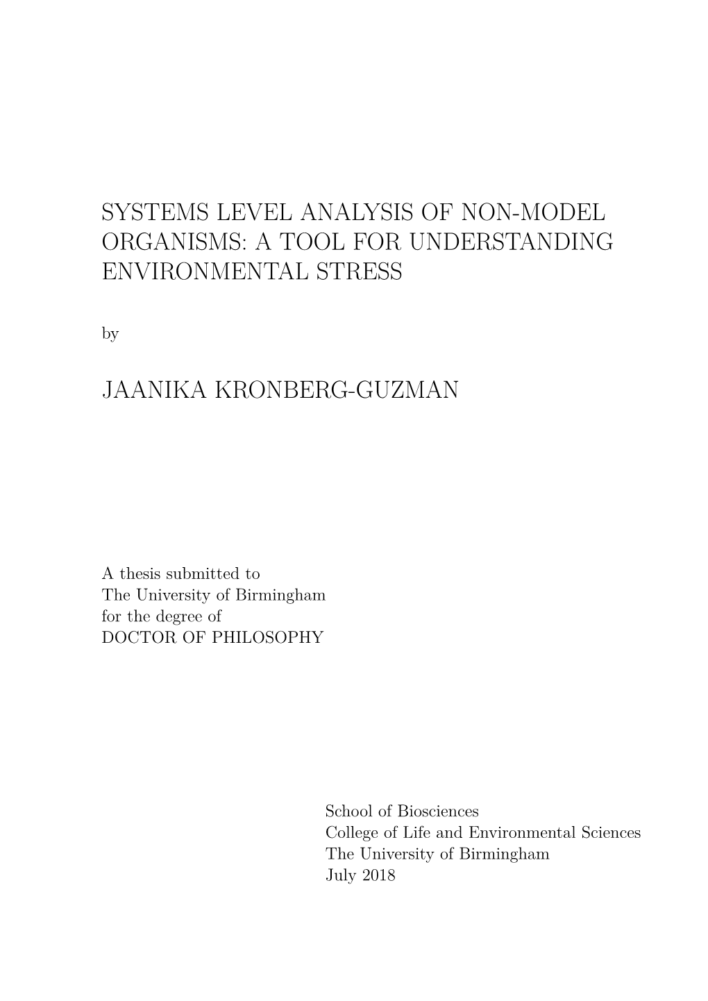 A TOOL for UNDERSTANDING ENVIRONMENTAL STRESS By