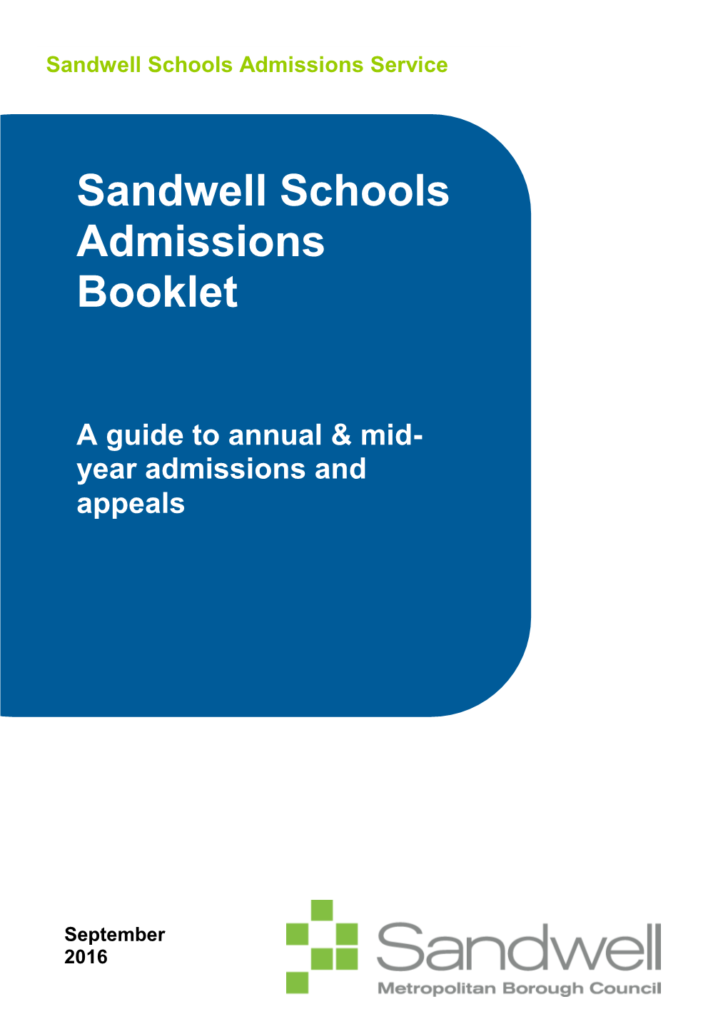 Sandwell Schools Admissions Booklet