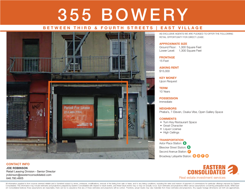 355 Bowery Between Third & Fourth Streets | East Village