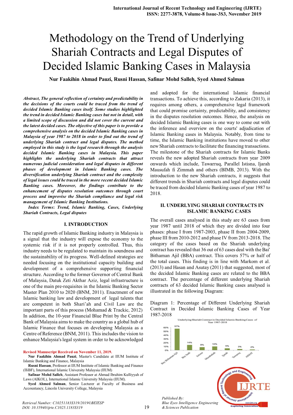 Methodology on the Trend of Underlying Shariah Contracts And