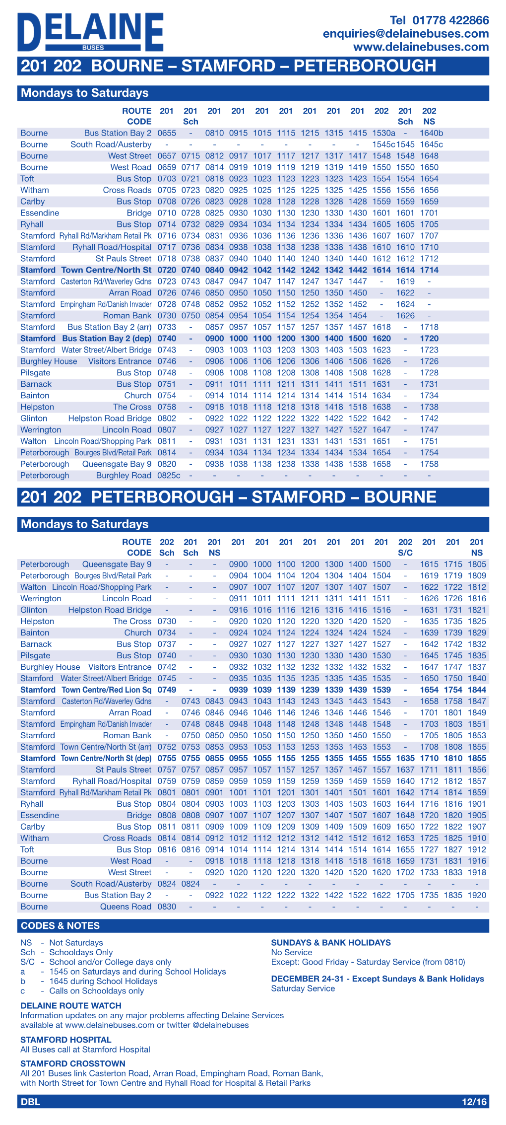 201 202 Bourne – Stamford – Peterborough