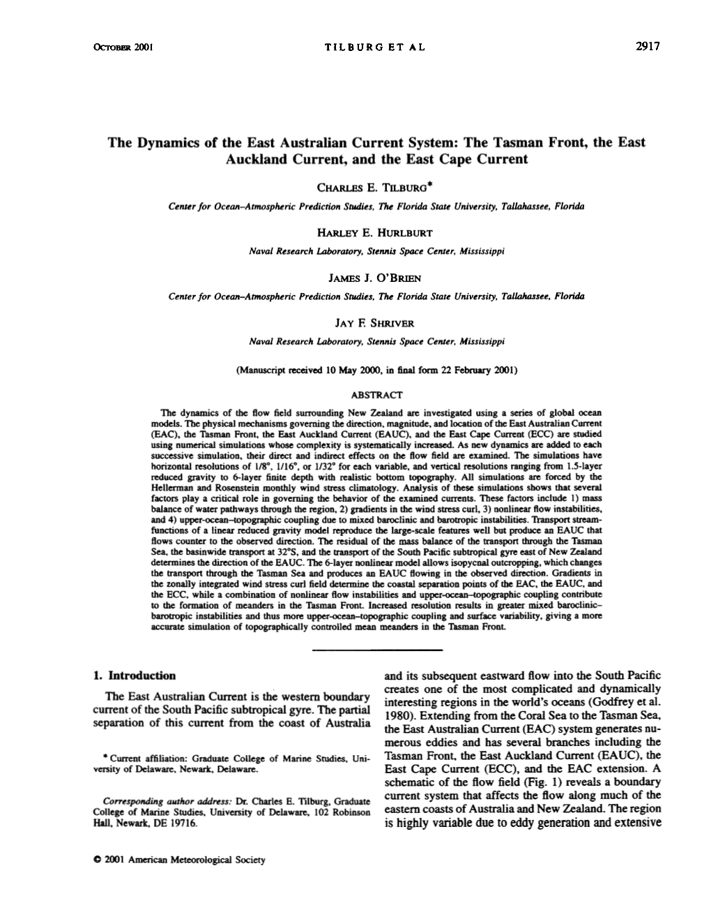 The Dynamics of the East Australian Current System: the Tasman Front, the East Auckland Current, and the East Cape Current