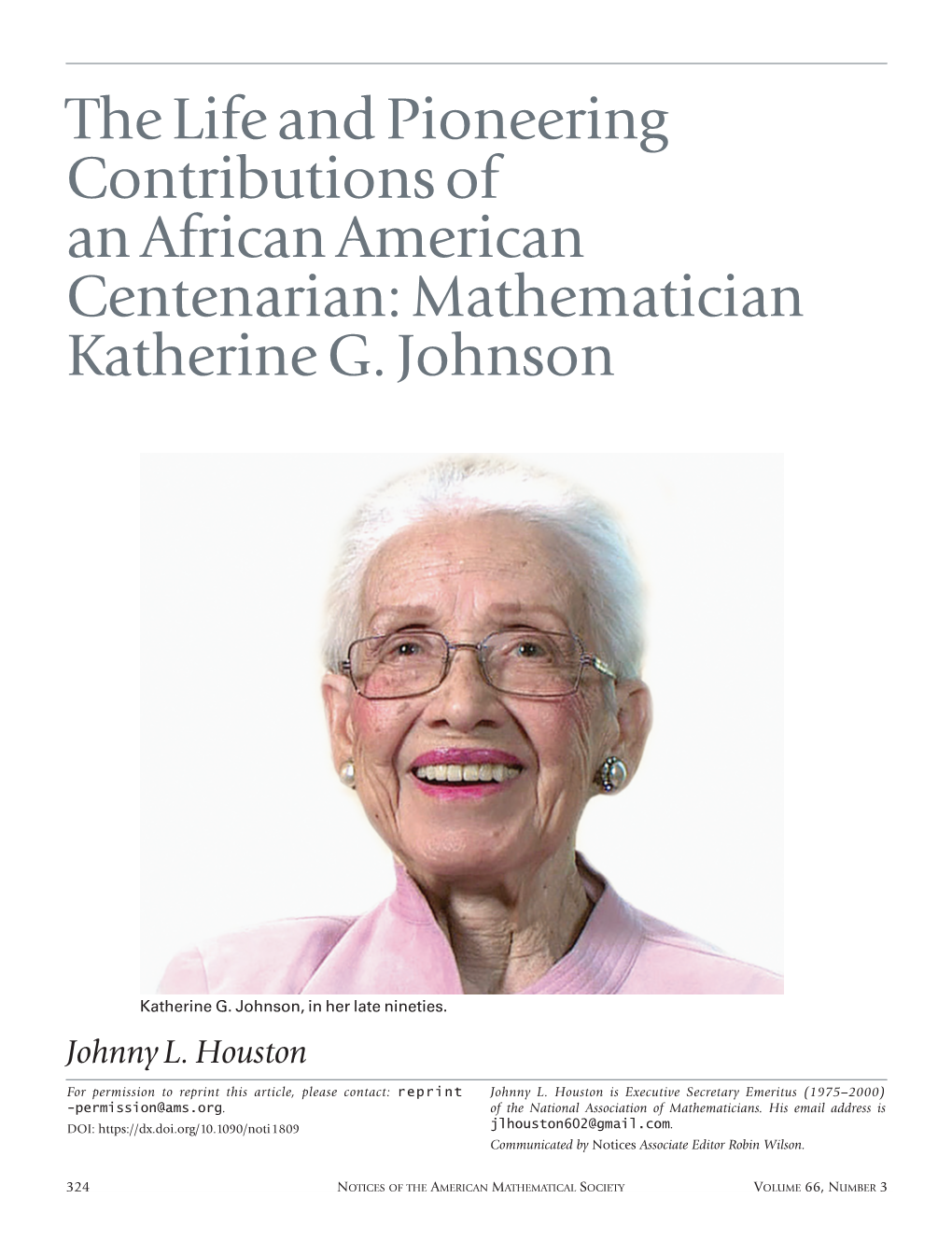 Mathematician Katherine G. Johnson