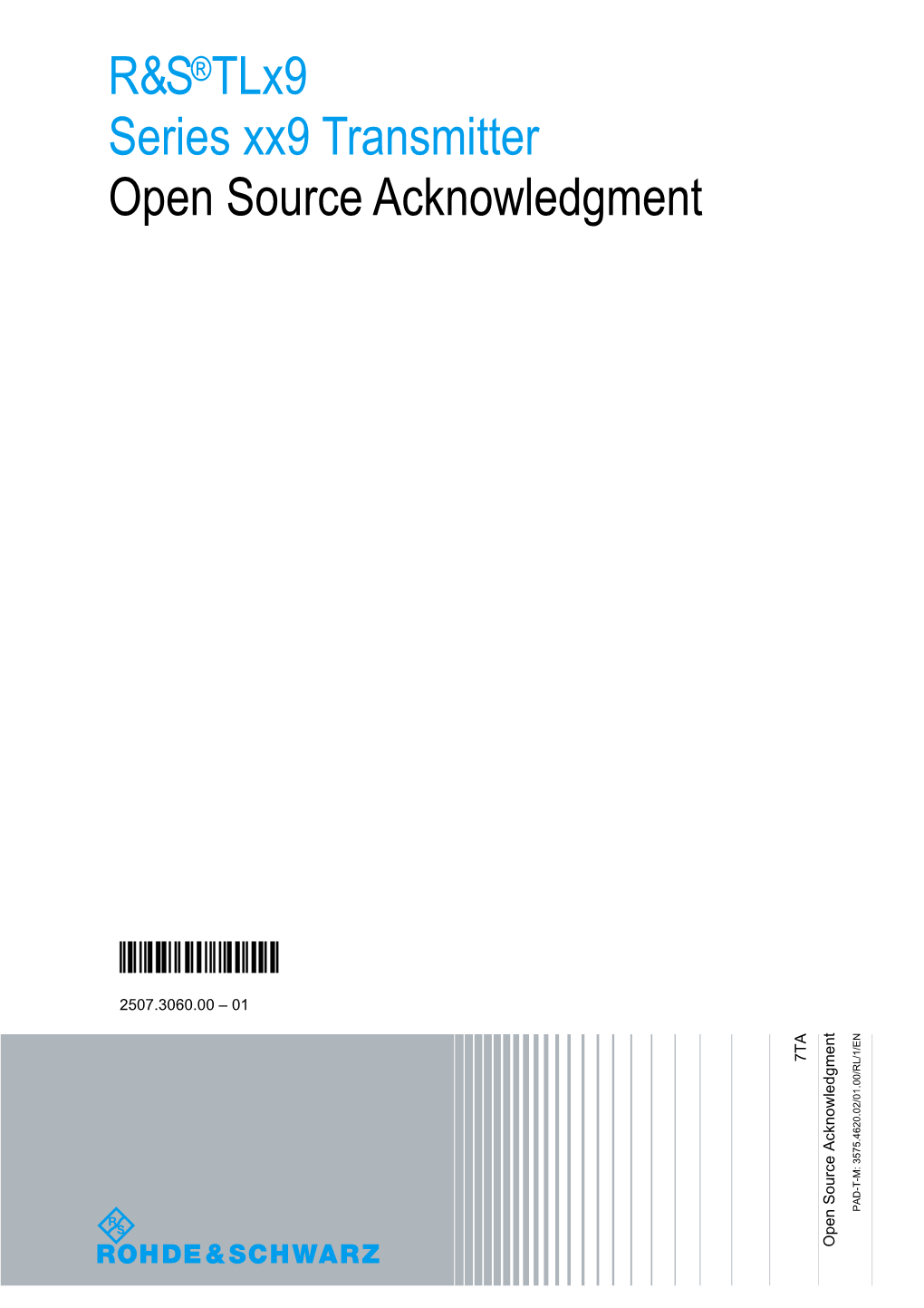 Tlx9 Open Source Acknowledgment