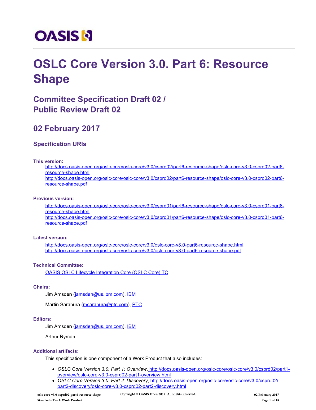 OSLC Core Version 3.0. Part 6: Resource Shape