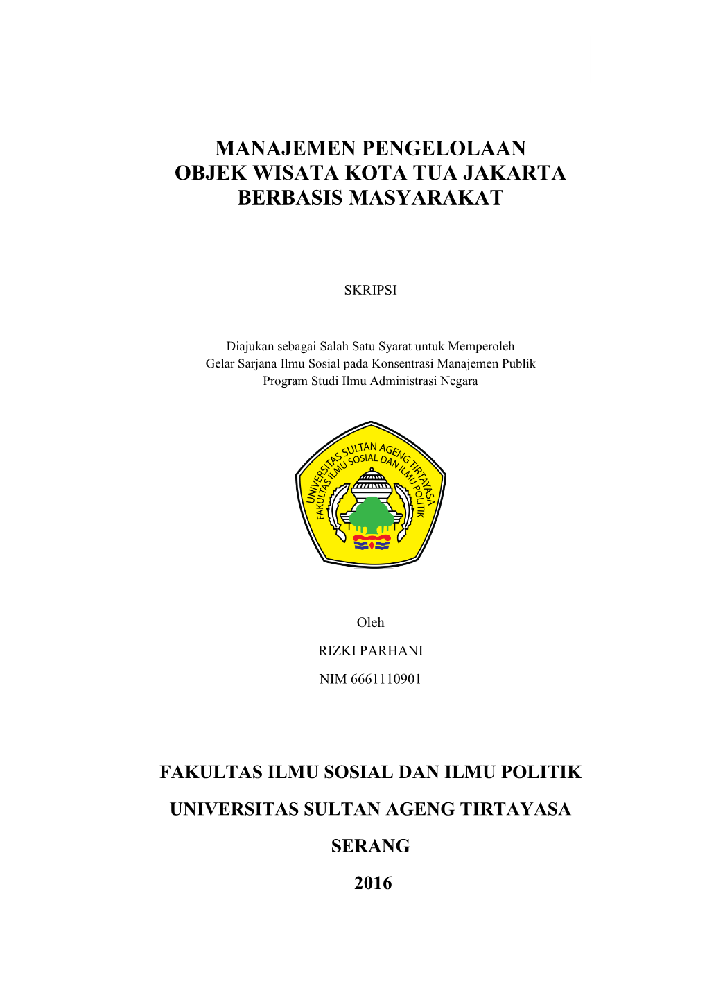 Manajemen Pengelolaan Objek Wisata Kota Tua Jakarta Berbasis Masyarakat