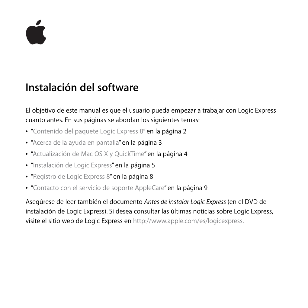 Logic Express Instalación Del Software