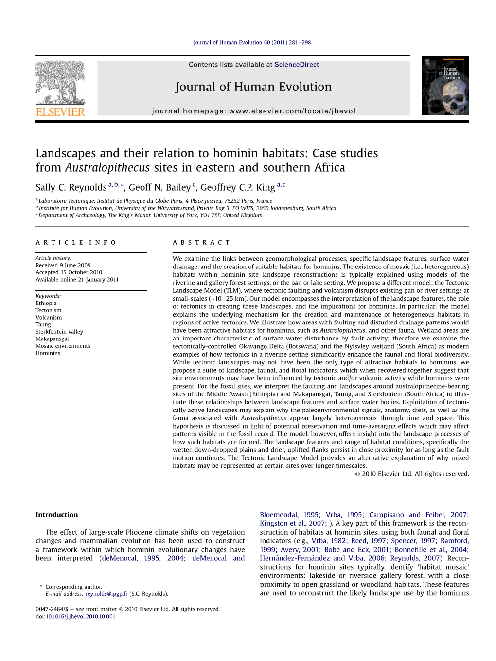 Landscapes and Their Relation to Hominin Habitats: Case Studies from Australopithecus Sites in Eastern and Southern Africa