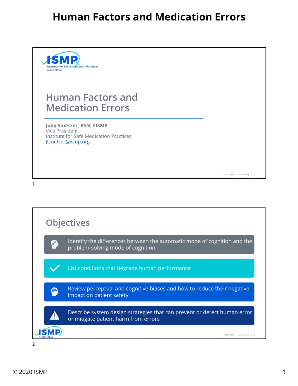 Human Factors and Medication Errors