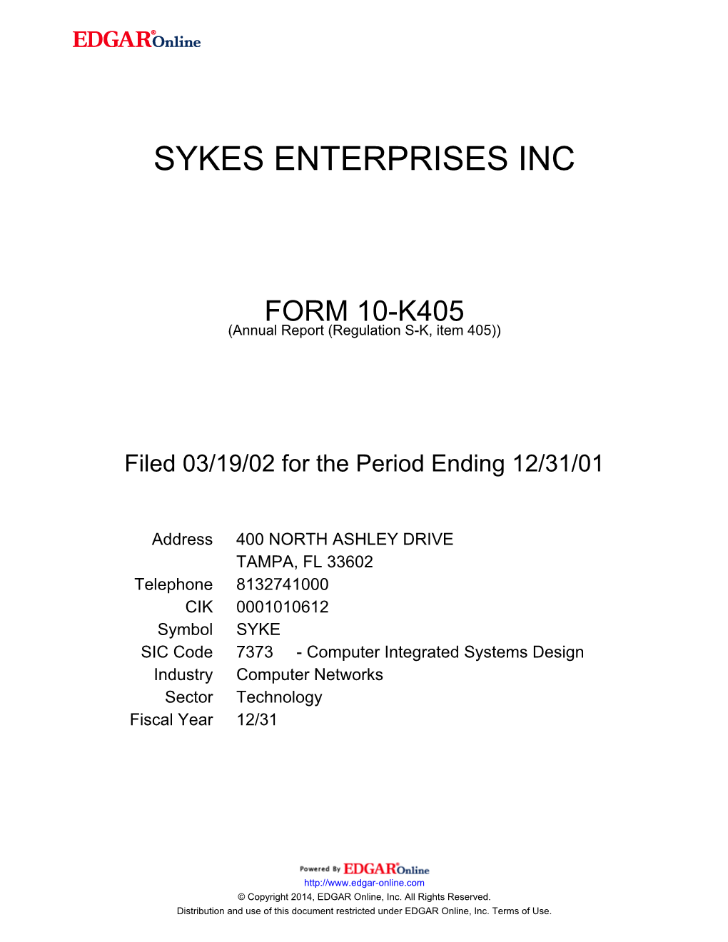 Sykes Enterprises Inc