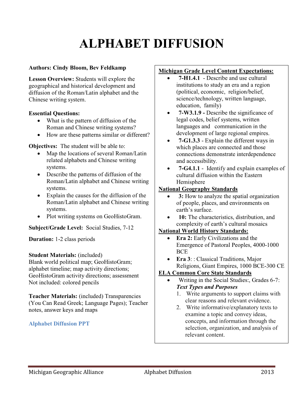 Alphabet Diffusion Lesson Plan