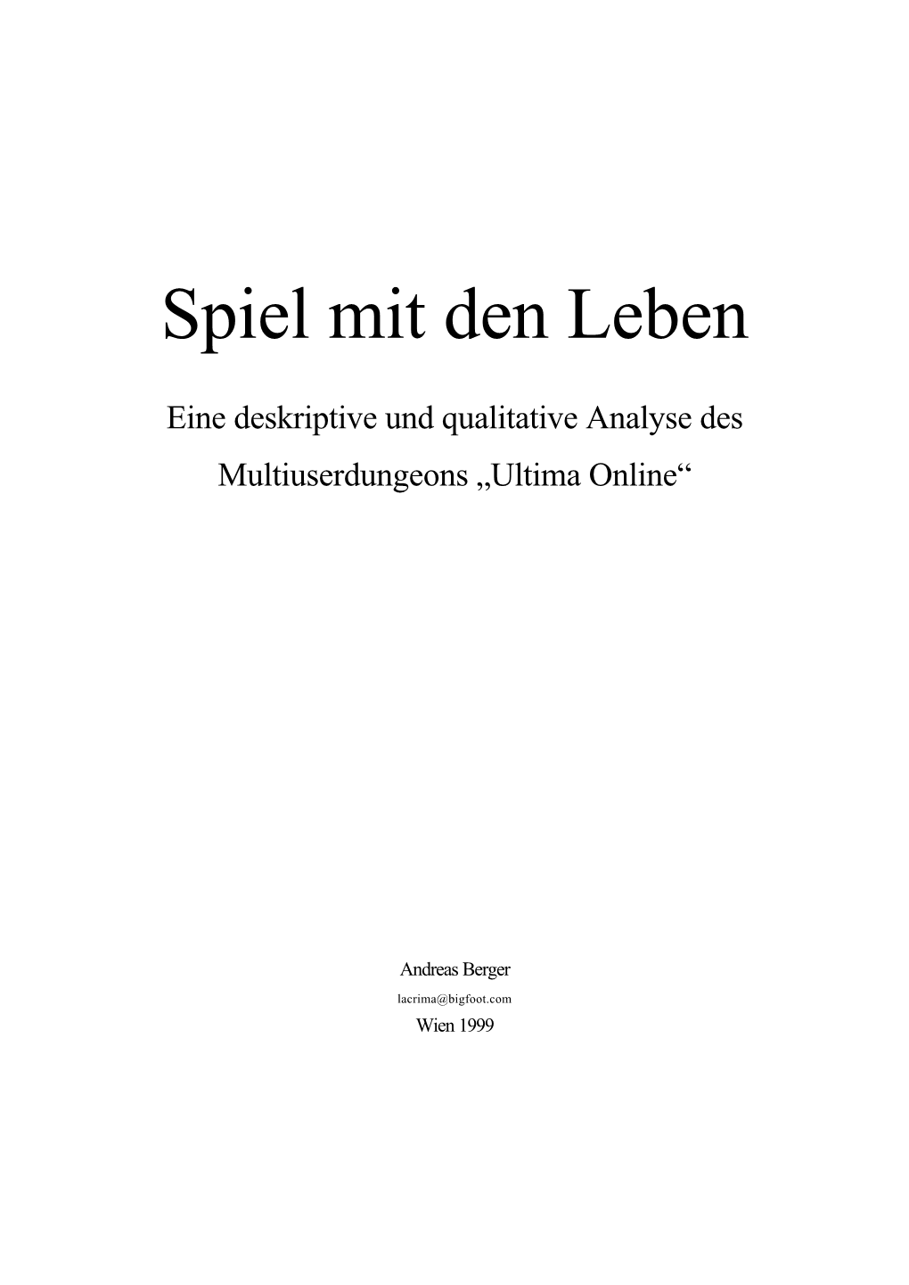 Spiel Mit Den Leben