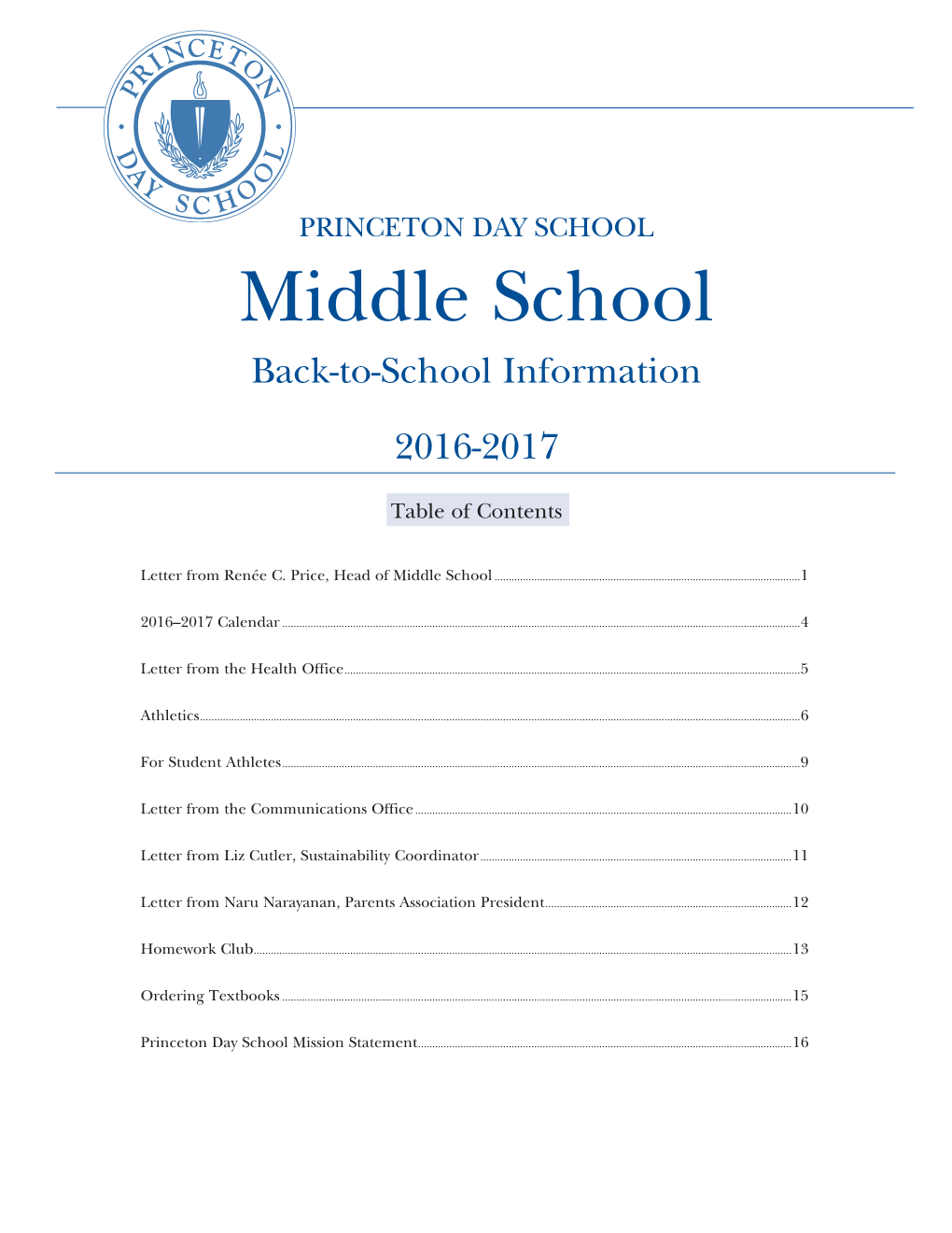 Middle School Back-To-School Information