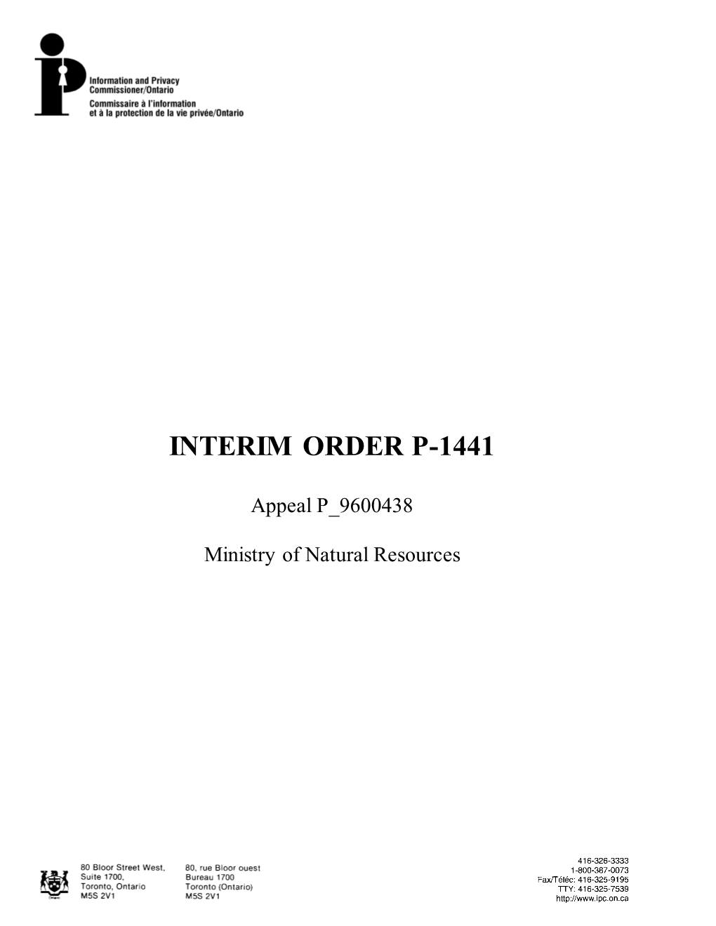 Interim Order P-1441