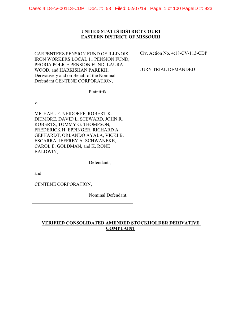 Consolidated Amended Complaint