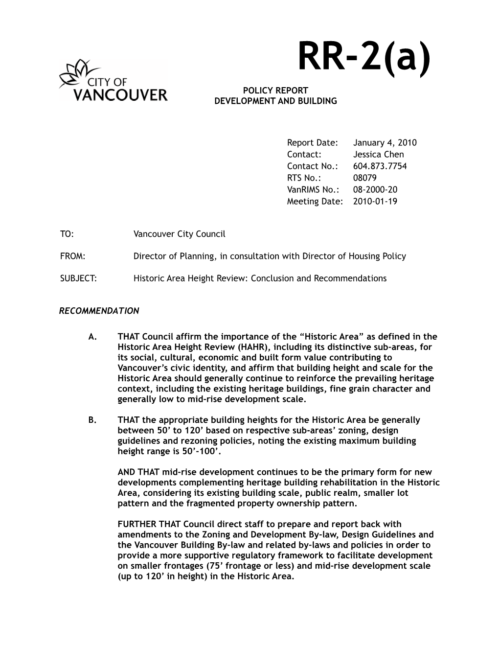 Historic Area Height Review: Conclusion and Recommendations