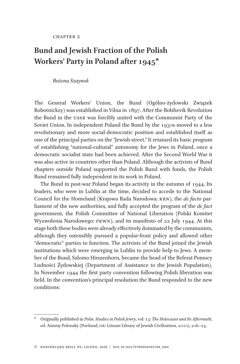 Bund and Jewish Fraction of the Polish Workers' Party In