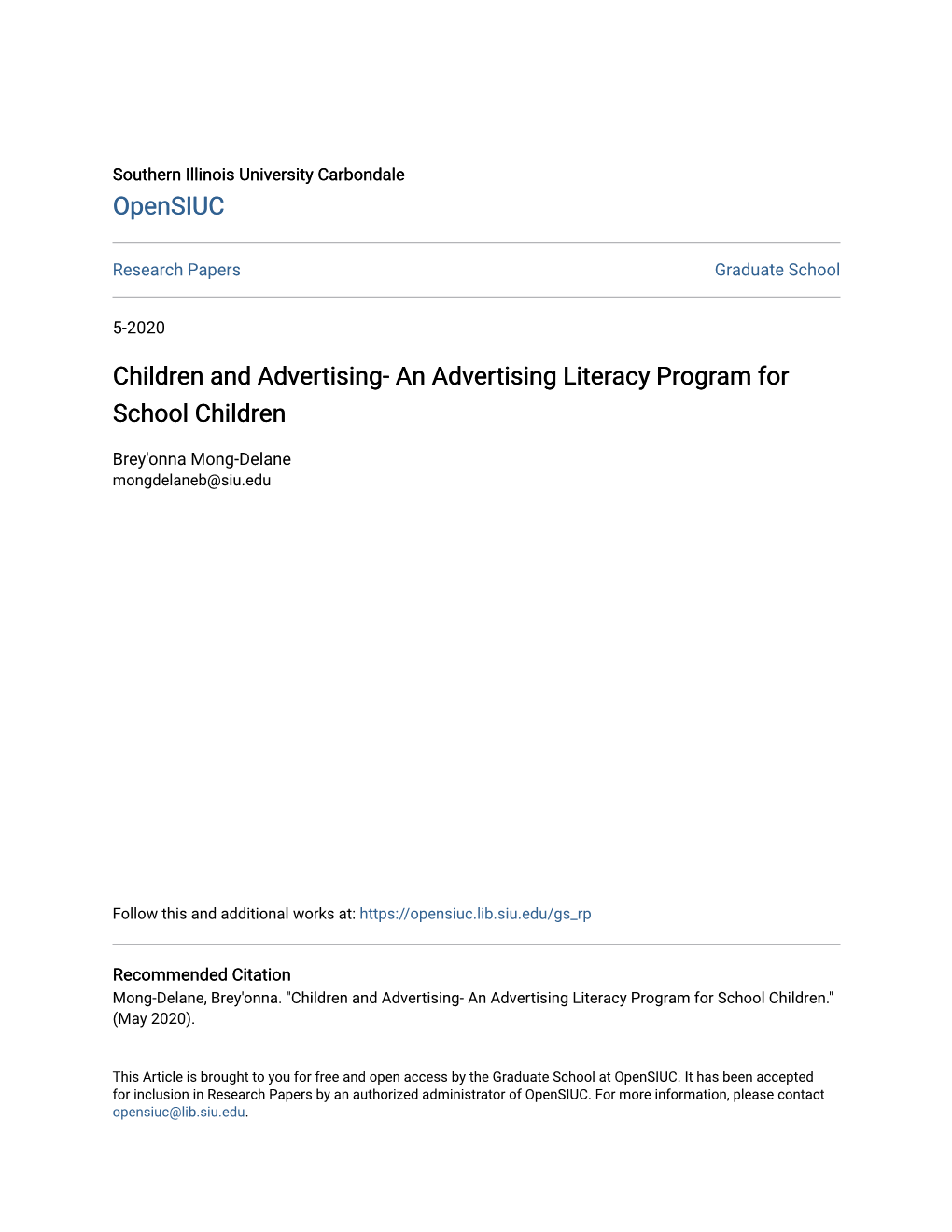 An Advertising Literacy Program for School Children