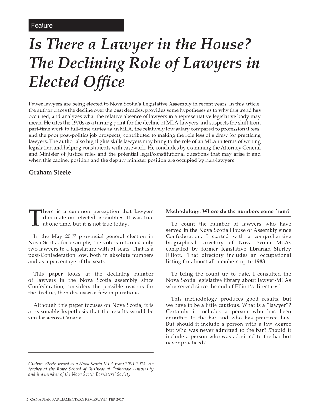 Is There a Lawyer in the House? the Declining Role of Lawyers in Elected Office