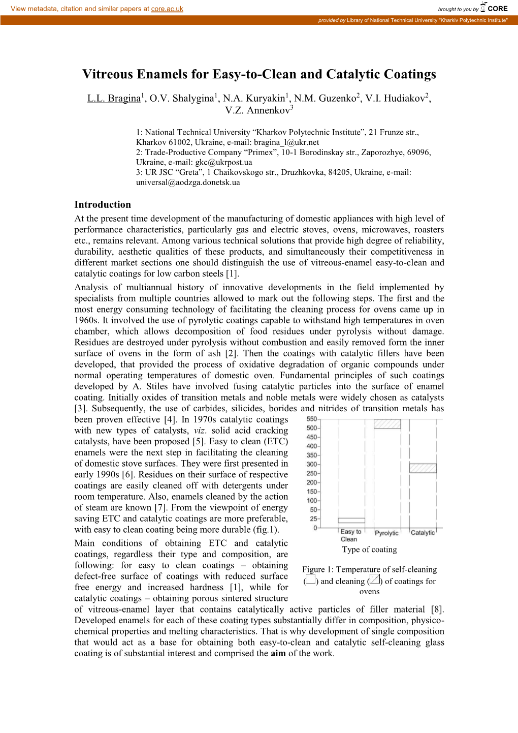 Vitreous Enamels for Easy-To-Clean and Catalytic Coatings