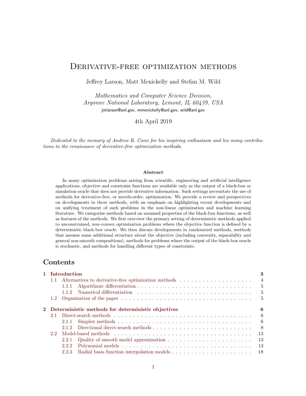 Derivative-Free Optimization Methods