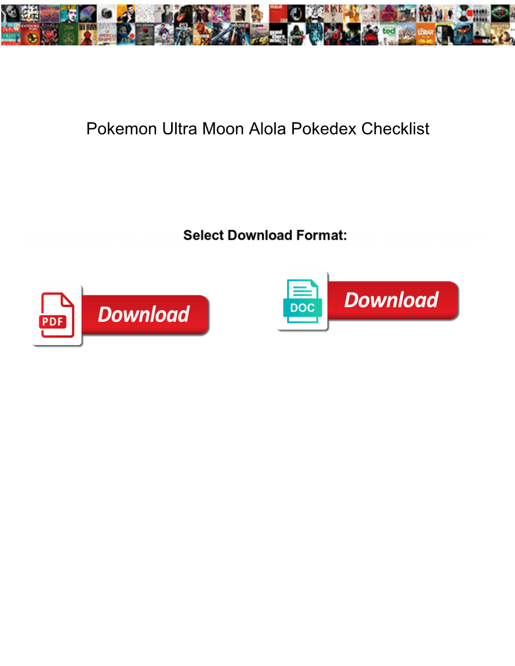 Pokemon Ultra Moon Alola Pokedex Checklist