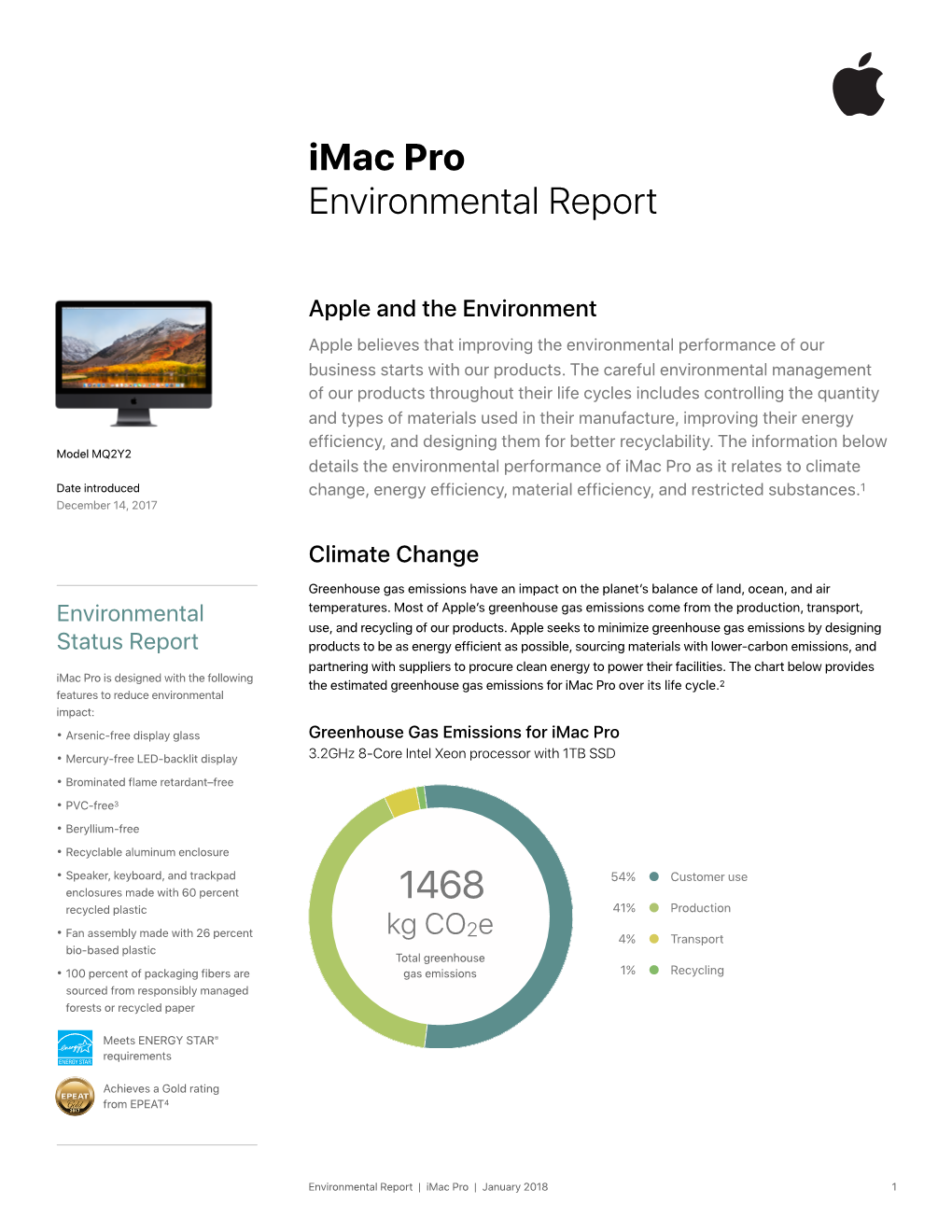 Imac Pro Environmental Report