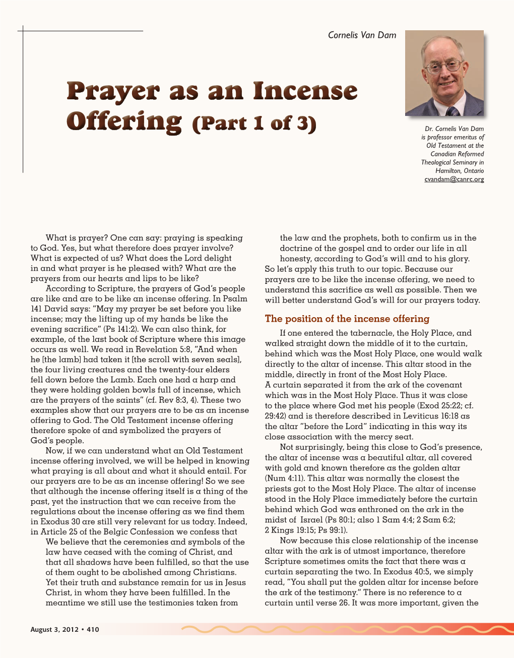Prayer As an Incense Offering