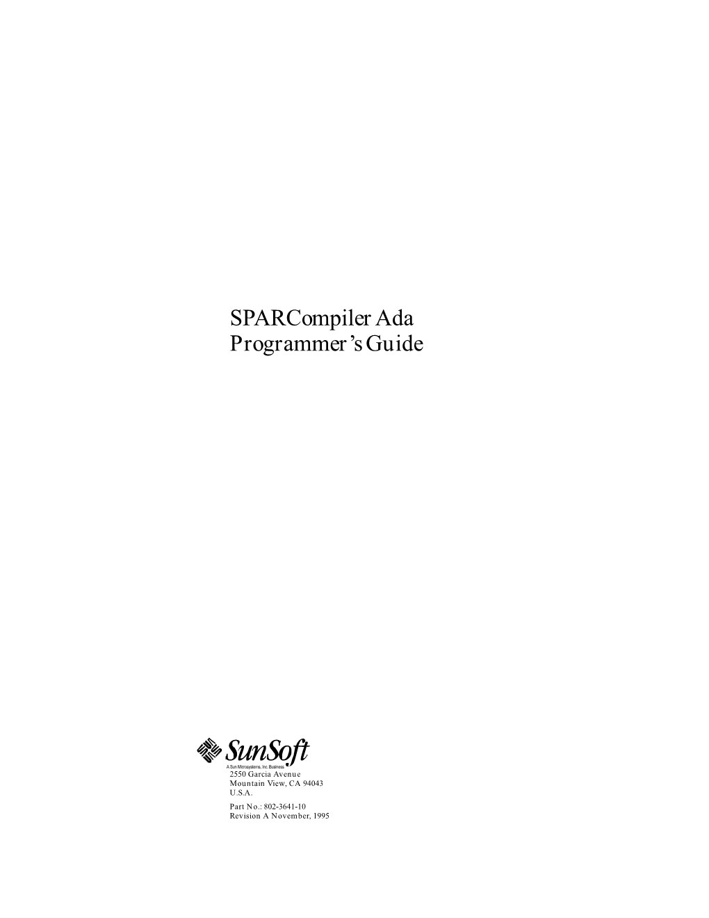 Sparcompiler Ada Programmer's Guide