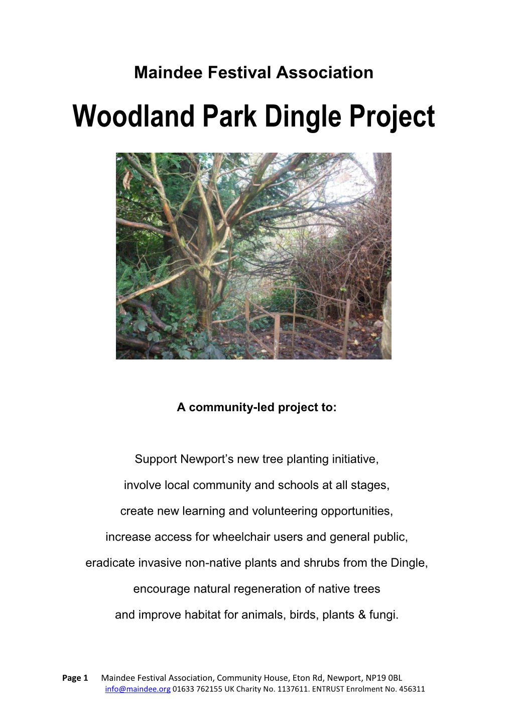 Maindee Festival Association Woodland Park Dingle Project