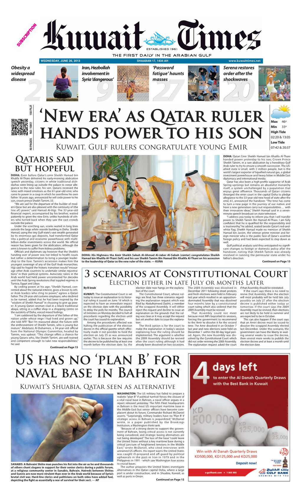 AS Qatar RULER Hands Power to His