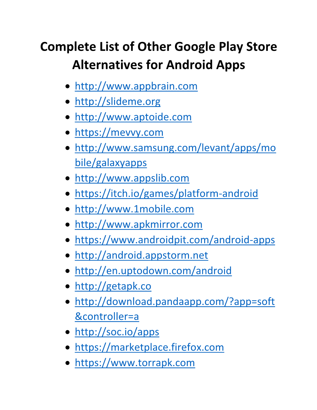 Complete List of Other Google Play Store Alternatives for Android Apps