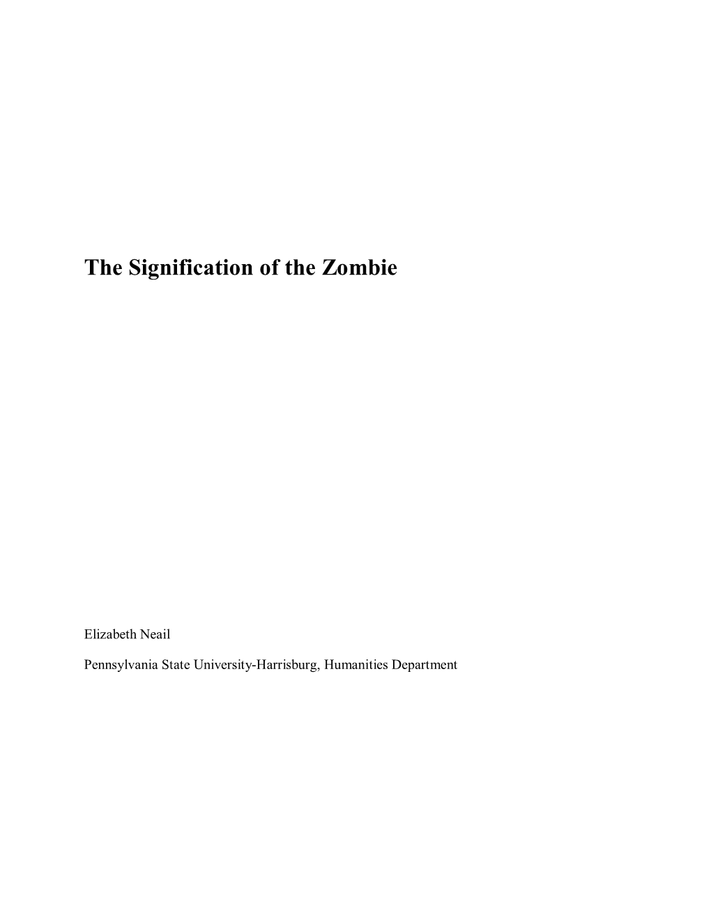 The Signification of the Zombie