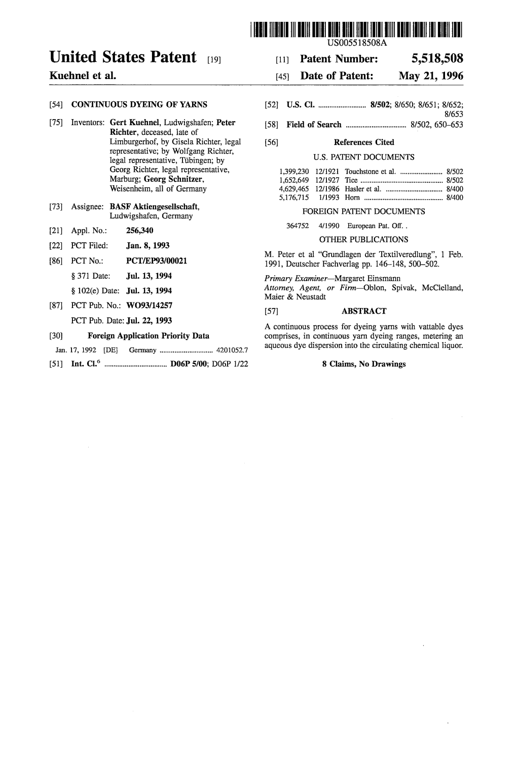 ||||IIII USOO5518508A United States Patent (19) (11) Patent Number: 5,518,508 Kuehnel Et Al