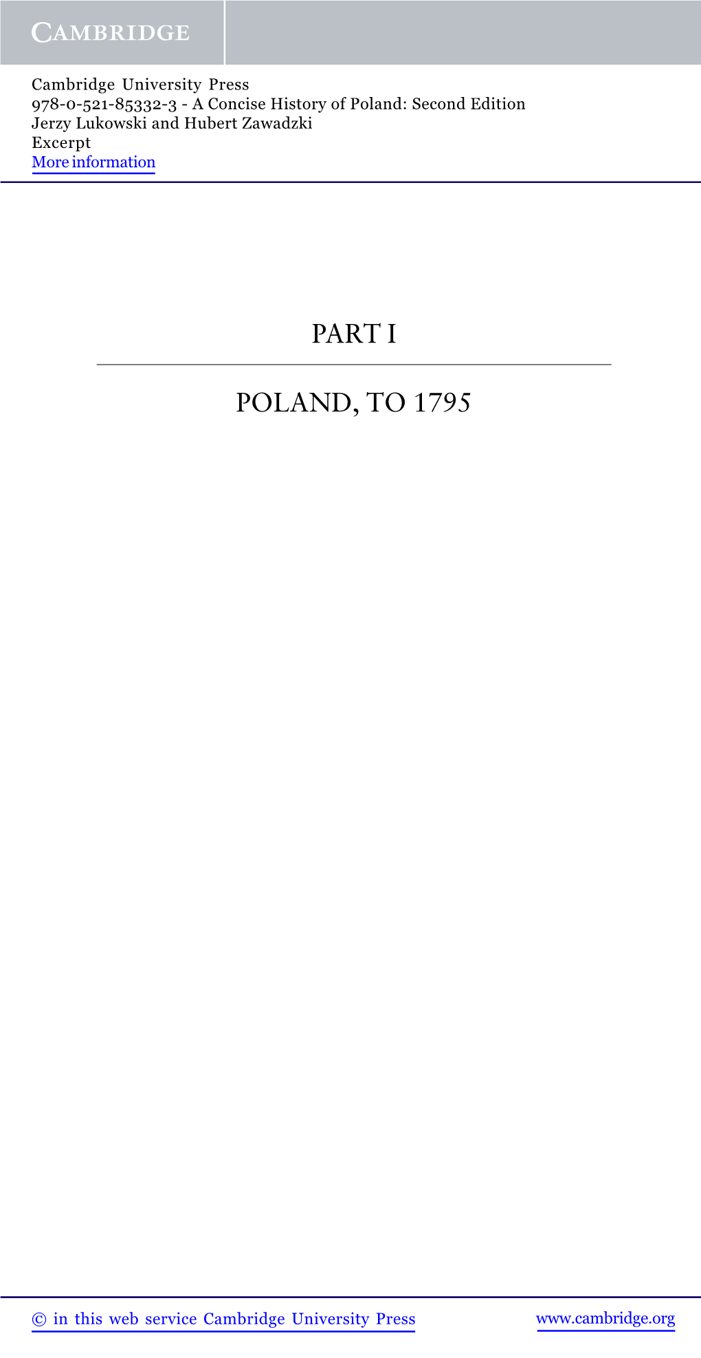 Part I Poland, to 1795