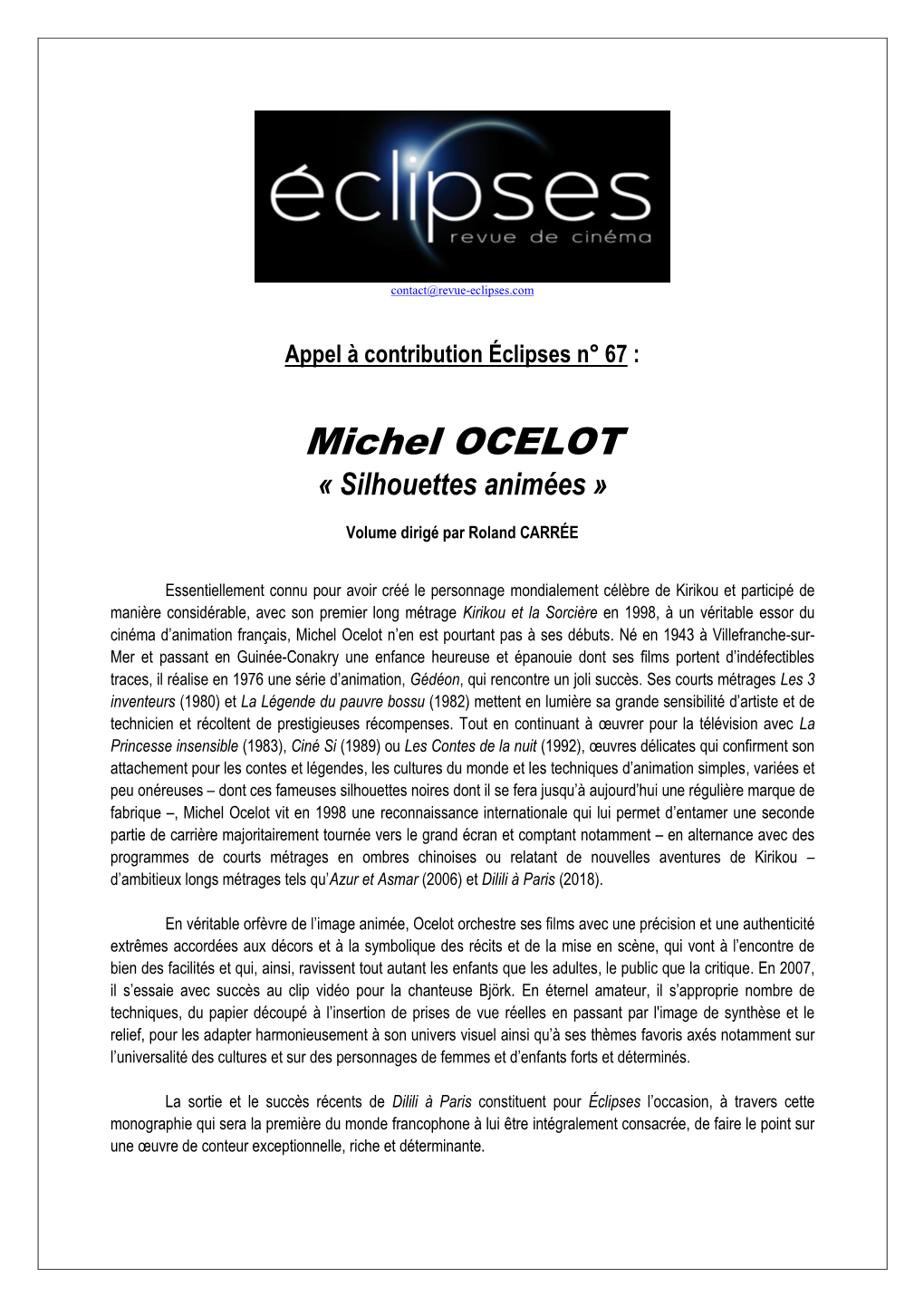 Michel OCELOT « Silhouettes Animées »