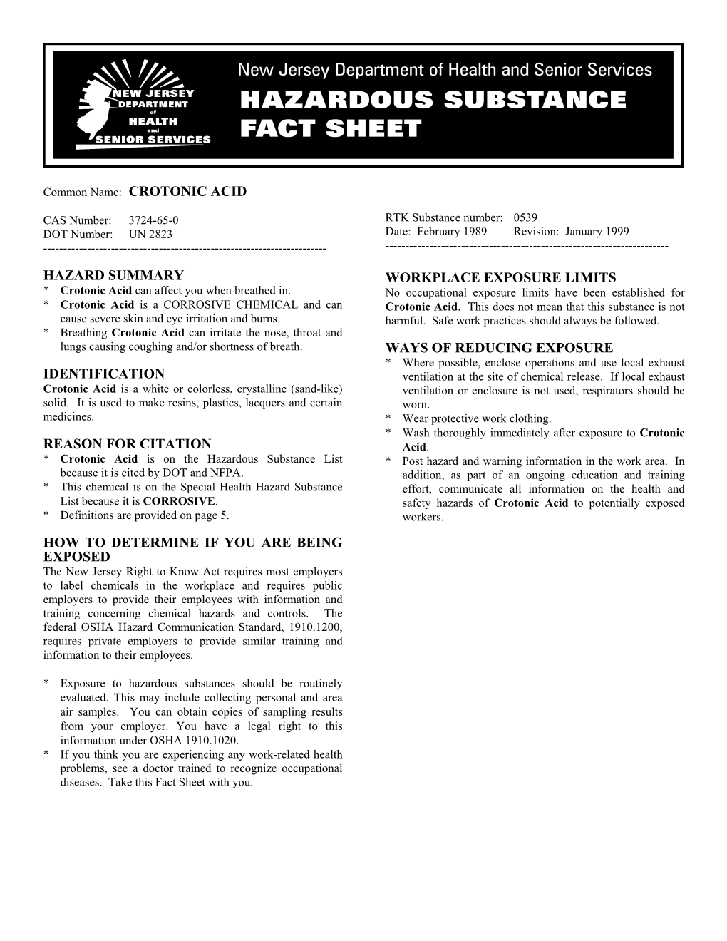 Hazard Summary Identification Reason For