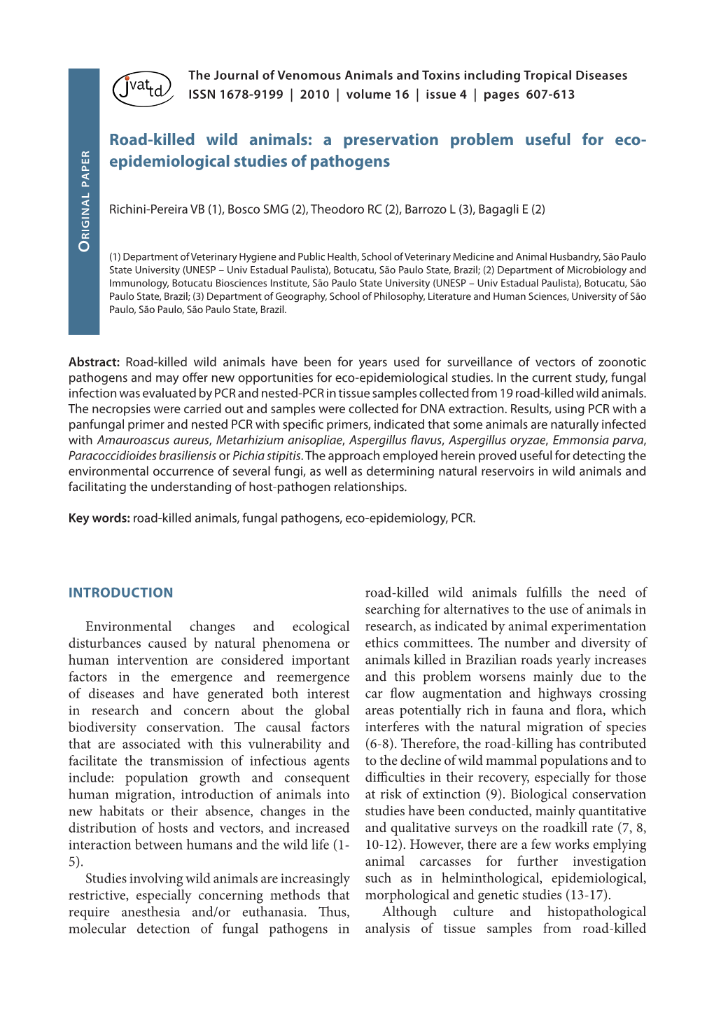 Epidemiological Studies of Pathogens Paper