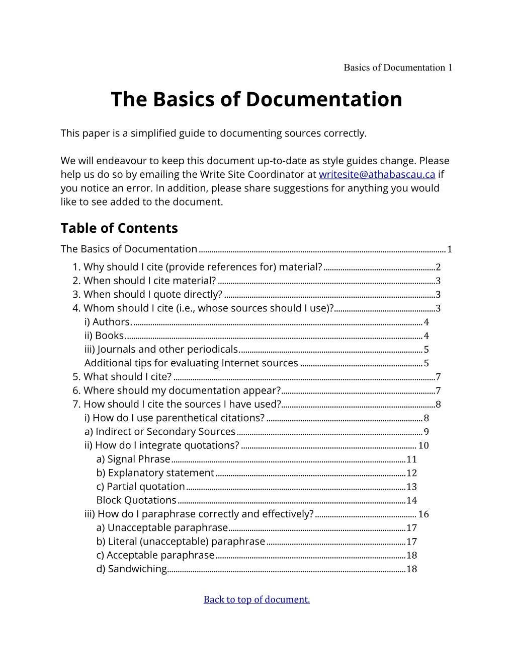 The Basics of Documentation