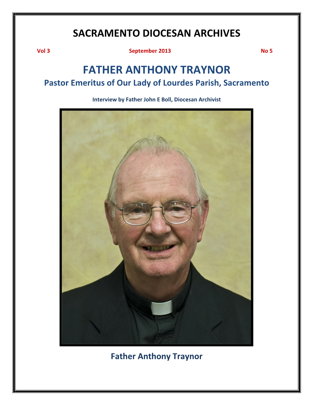 Vol 3, No 5 Fr Anthony Traynor