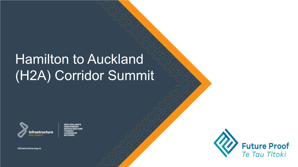 Hamilton to Auckland (H2A) Corridor Summit Running Order