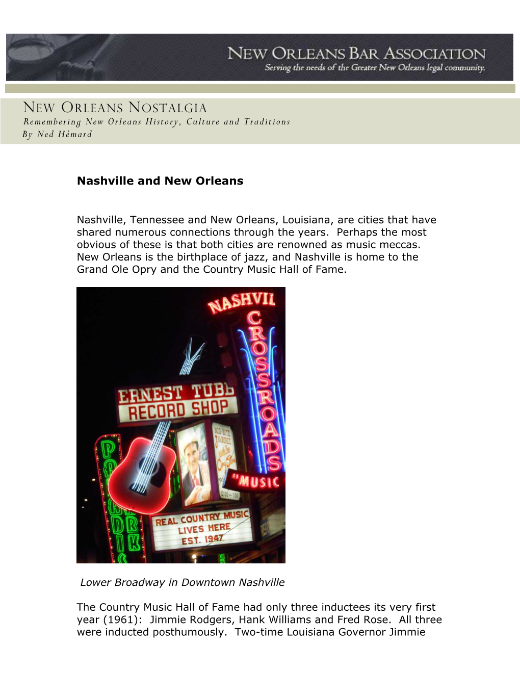 NEW ORLEANS NOSTALGIA Remembering New Orleans History, Culture and Traditions by Ned Hémard