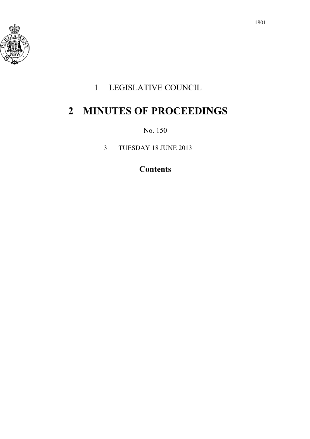 Legislative Council Minutes No. 150 Tuesday 18 June 2013