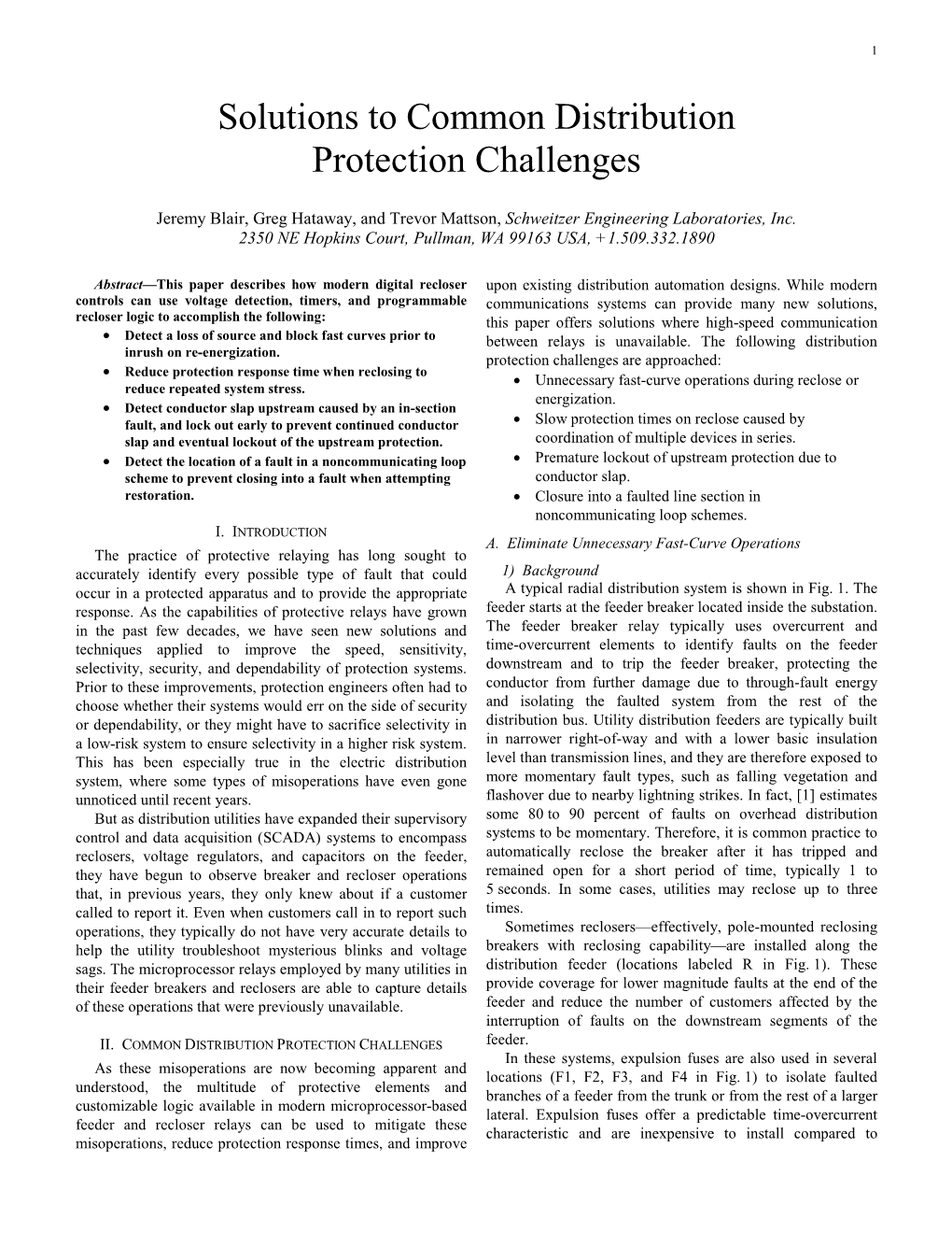 Solutions to Common Distribution Protection Challenges