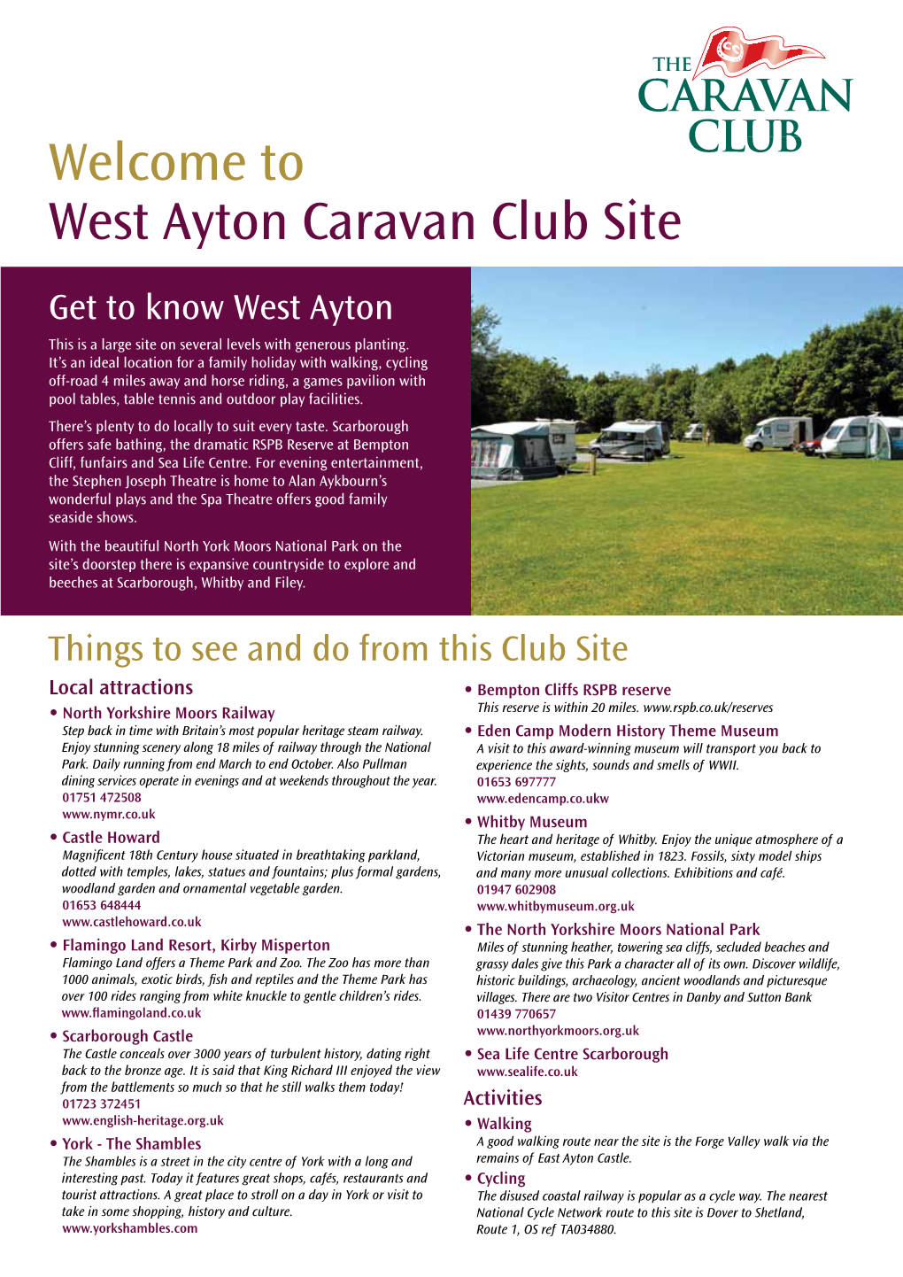 Welcome to West Ayton Caravan Club Site